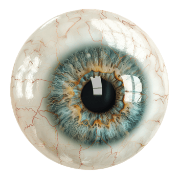 Synthetic human eye ball Isolated in transparent background. png