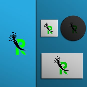 logo icon design letter R futuristic pixel elegant attractive luxury bonus mock up eps 10 vector