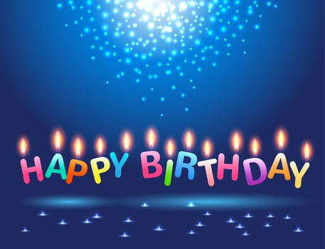 Abstract magic light with colorful candles happy birthday vector
