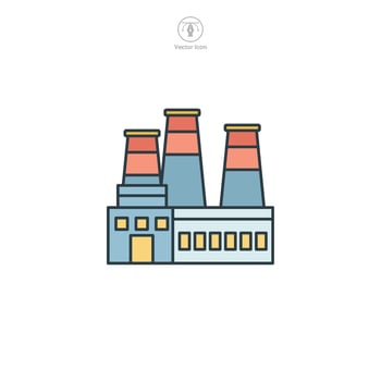 Factory with Smokestacks icon symbol illustration isolated on white background vector