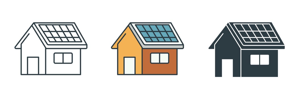 House with Solar Panel icon symbol illustration isolated on white background vector