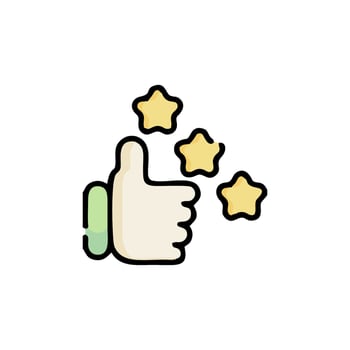 a hand with a thumbs up and five stars vector