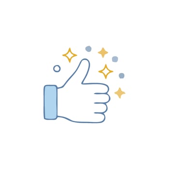 a thumbs up icon with stars and a star vector