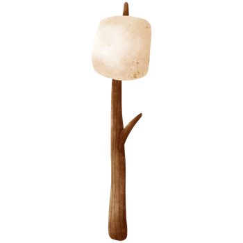 Watercolor camping holiday collection, Marshmallows on sticks png