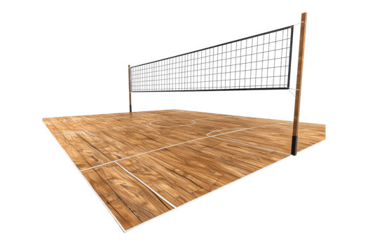 Hardwood volleyball court isolated on transparent background. png