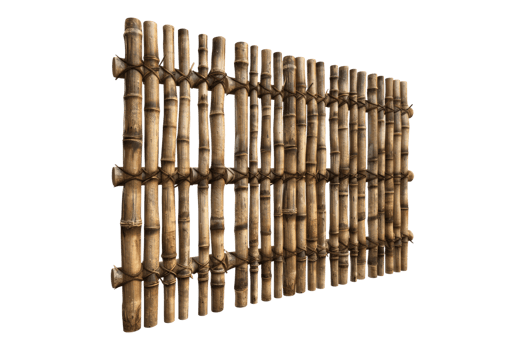 Bamboo fence natural looking isolated on transparent background. png
