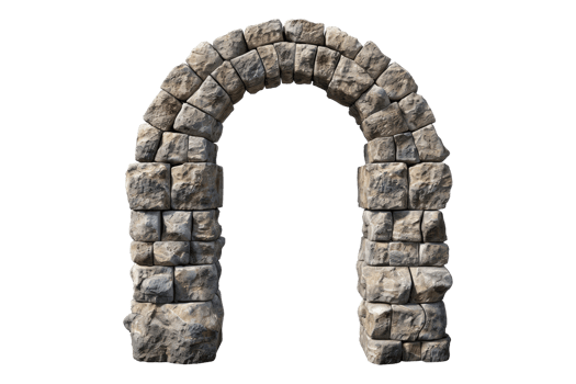 Stone arche door isolated on transparent background. png