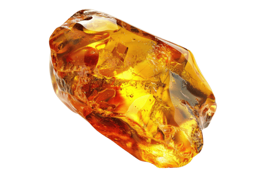 Amber stone isolated on transparent background. png