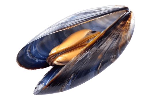 Fresh mussel isolated on transparent background. png