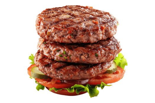 Raw beef burger patties isolated on transparent background. png