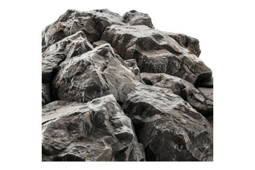 Rough rocky surface isolated on transparent background. png