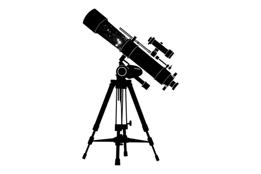 Silhouette of telescope isolated on transparent background. png