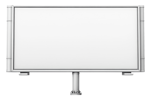 Huge white billboard isolated on transparent background. png