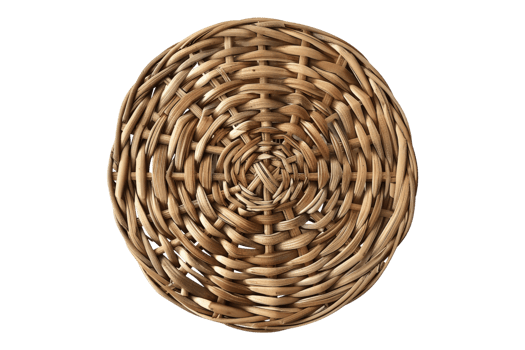 A wicker basket on transparent background png