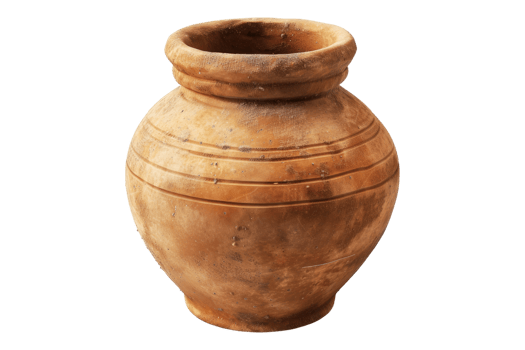 Ancient pottery vase on a transparent background png