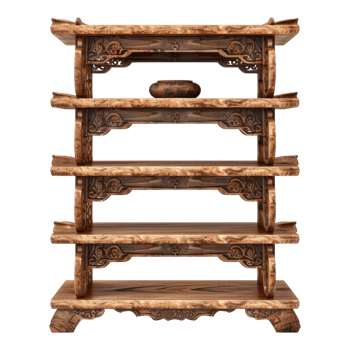 Classic wooden etagere isolated on transparent background png