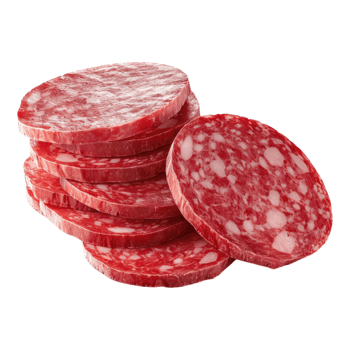 Salami slices isolated on transparent background png
