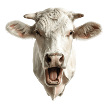 Shouting cow face sticker isolated on transparent background png