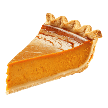 Slice of pumpkin pie isolated on transparent background png