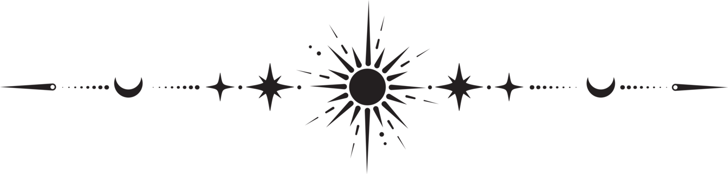 Magic border with celestial stars sun and moon. Astrology fantasy decorative ornament. Divider with mystic spiritual symbols. Astral minimal design with elegant elements. png