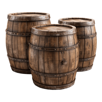 Wooden barrels isolated on transparent background png