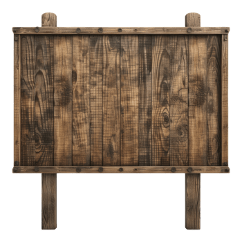 Wooden billboard isolated on transparent background png