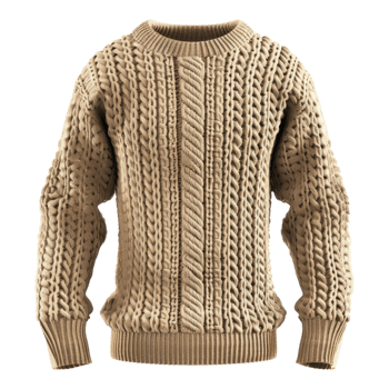 Beige knitted male sweater for extreme winters isolated on transparent background png
