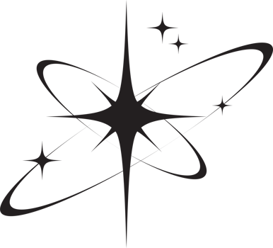 Y2k icon of star shape Shiny glitter element. Abstract retro minimal twinkles with cosmic orbit. Minimal modern futuristic figure png