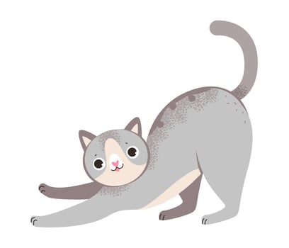 Playful gray cat. Cat isolated on a white background. vector