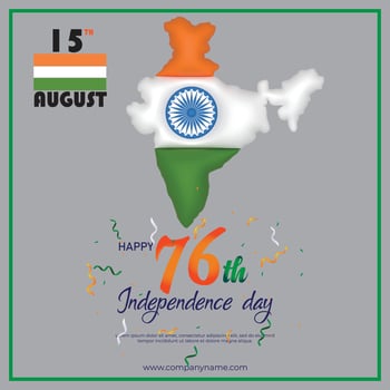 indian holiday happy 76th india independence DAY vector