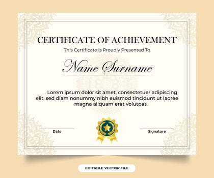 Achievement certificate and credential design collection for academic and official uses. Credential frame border with calligraphy and dark colors. Certificate of Appreciation modern template. vector