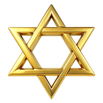 metalic star of david. Magendavid made of gold isolated on transparent background. High quality illustration png