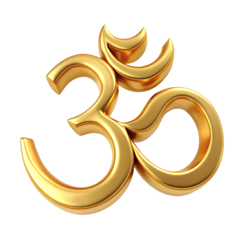metalic hinduism aum symbol made of gold isolated on transparent background. High quality illustration png