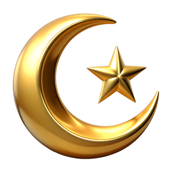 metalic islamic crescent made of gold isolated on transparent background. High quality illustration png