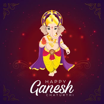 Ganesh Chaturthi festive greeting poster red unique vector