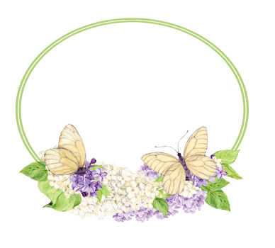 Elegant oval frame with lilacs and butterflies. Template with spring flowers with place for text. Greeting card for Mother's Day, Valentine's Day. Illustration for wedding decoration in boho style. png