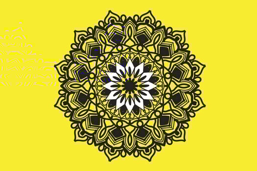 Mandala design black , white and yellow vector
