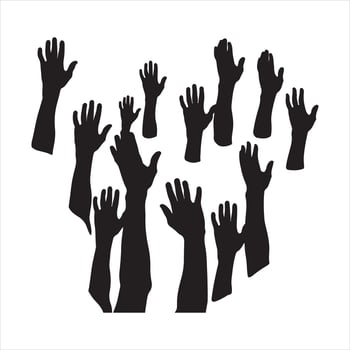 silhouettes of hands silhouette white background vector