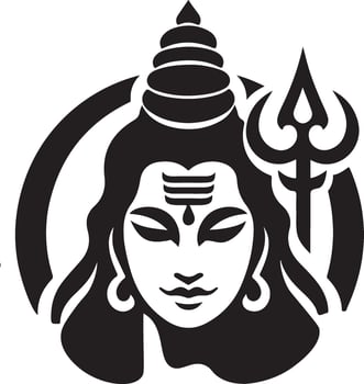 Lord Shiva face silhouette Lord Shiva Logo Icon illustration silhouette and line art. Lord Shiva face silhouette vector
