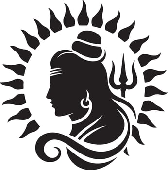 Lord Shiva Logo Icon . Lord Shiva Logo Icon illustration silhouette and line art. Lord Shiva face silhouette vector