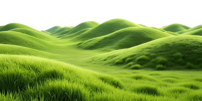 Vibrant green grassy hills, isolated against transparent background png
