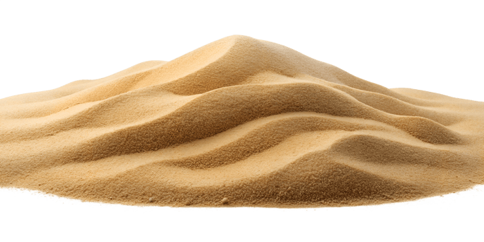 Small sand dune with gentle ripples, isolated against transparent background png