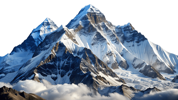 Majestic snow-covered mountain peaks, transparent background png