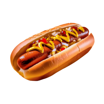 Hot dog with mustard and ketchup on it png