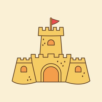 Sandcastle Flat Design Clipart vector