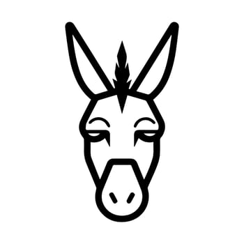 A black and white donkey head with a long nose vector