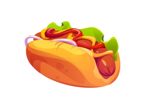 Cartoon fast food hot dog topped with mustard vector