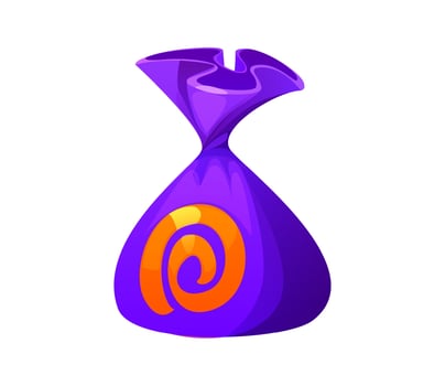 Cartoon Halloween sweets in purple candy bag vector