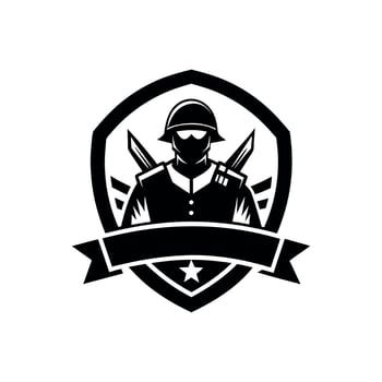 independence day soldier Silhouette logo design template black and white vector