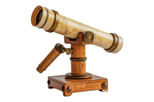 Vintage Wooden Telescope png